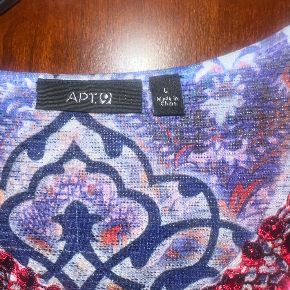 Apt. 9 Red and Black Graphic Embellished Blouse - Picture 2 of 3
